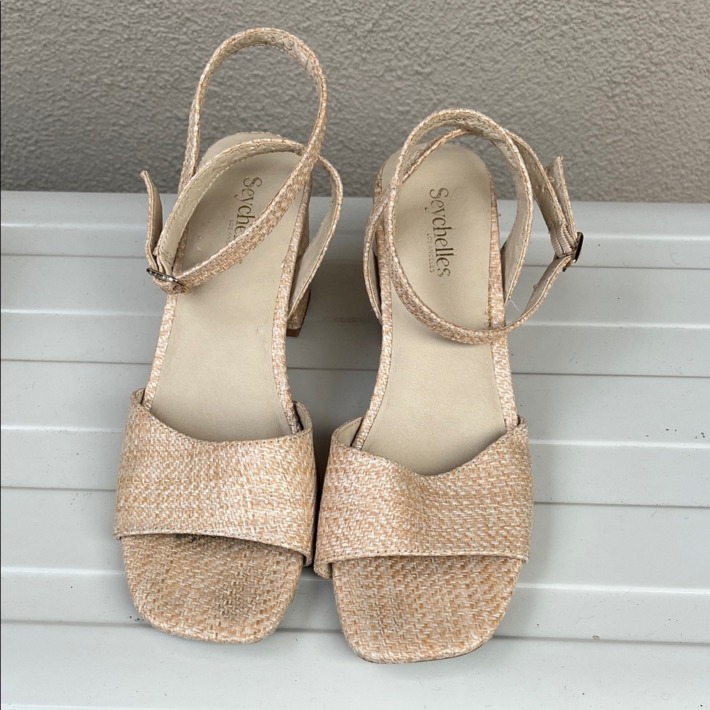 Seychelles Beige Woven Slingback Sandals